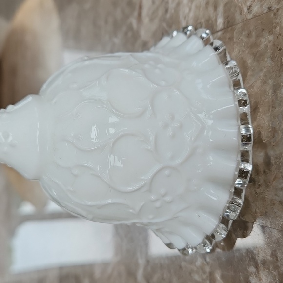 Fenton White Spanish Lace Silvercrest Bell, 6" tall - Picture 2 of 4